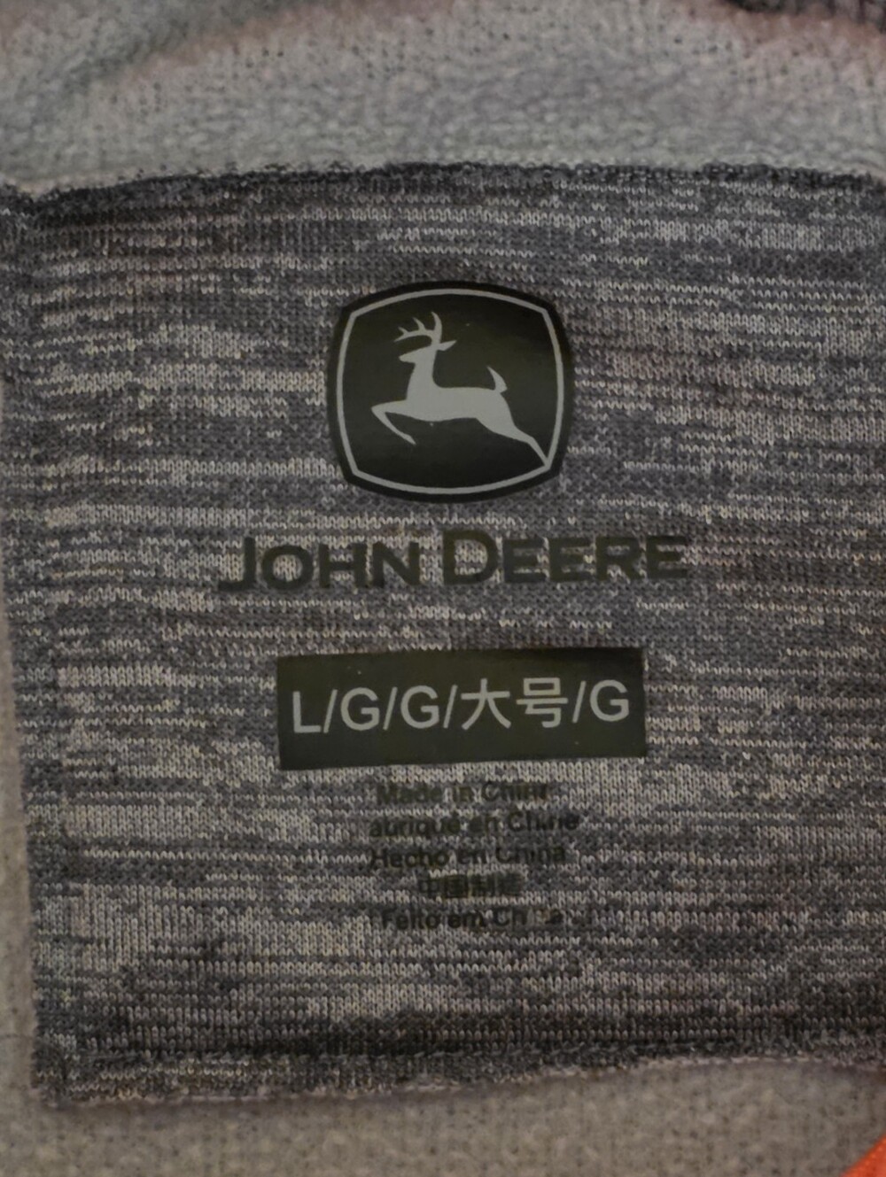 John Deere Womens L Grey Pink Cowl Neck Athletic Fleece Hoodie Sweatshirt C44 - Picture 4 of 7
